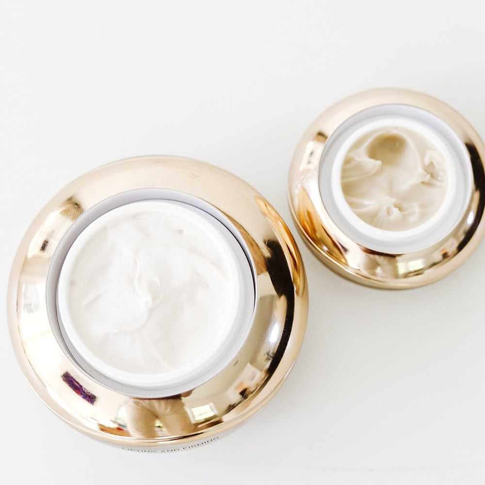 Tightening, Lifting and Illuminating Face Cream and Under Eye Cream Set - Morning and Evening