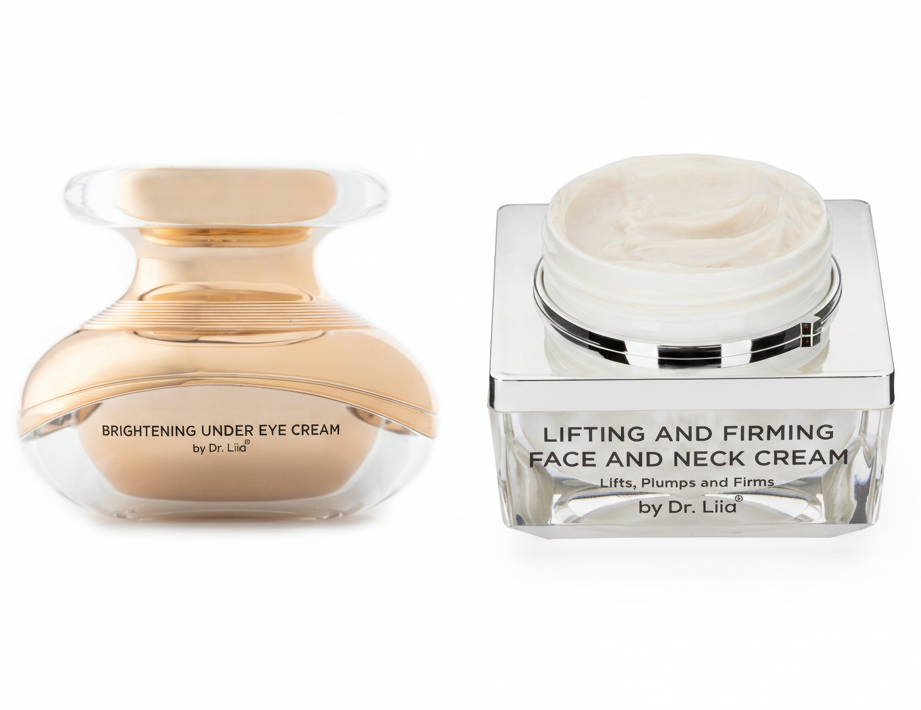 Tightening, Lifting and Illuminating Face Cream and Under Eye Cream Set - Morning and Evening